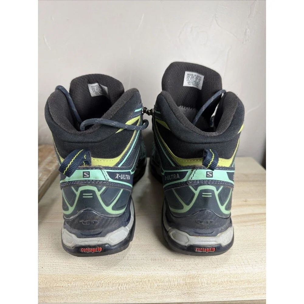 Salomon X-Ultra Mid GTX Blue Waterproof Women's Hiking Boots Sz 9